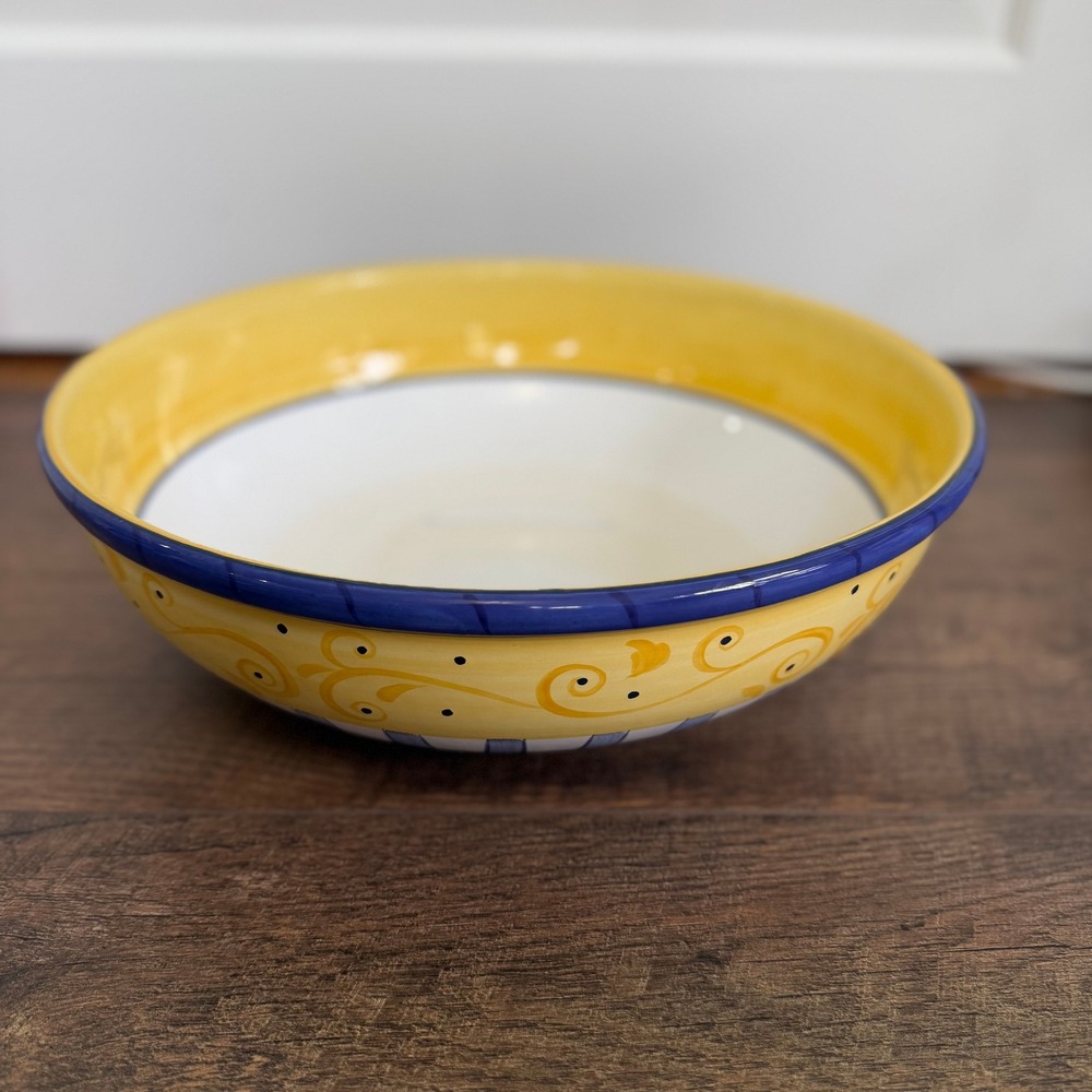 Present Tense Serving Bowl Elizabeth Roache 14in Yellow Blue